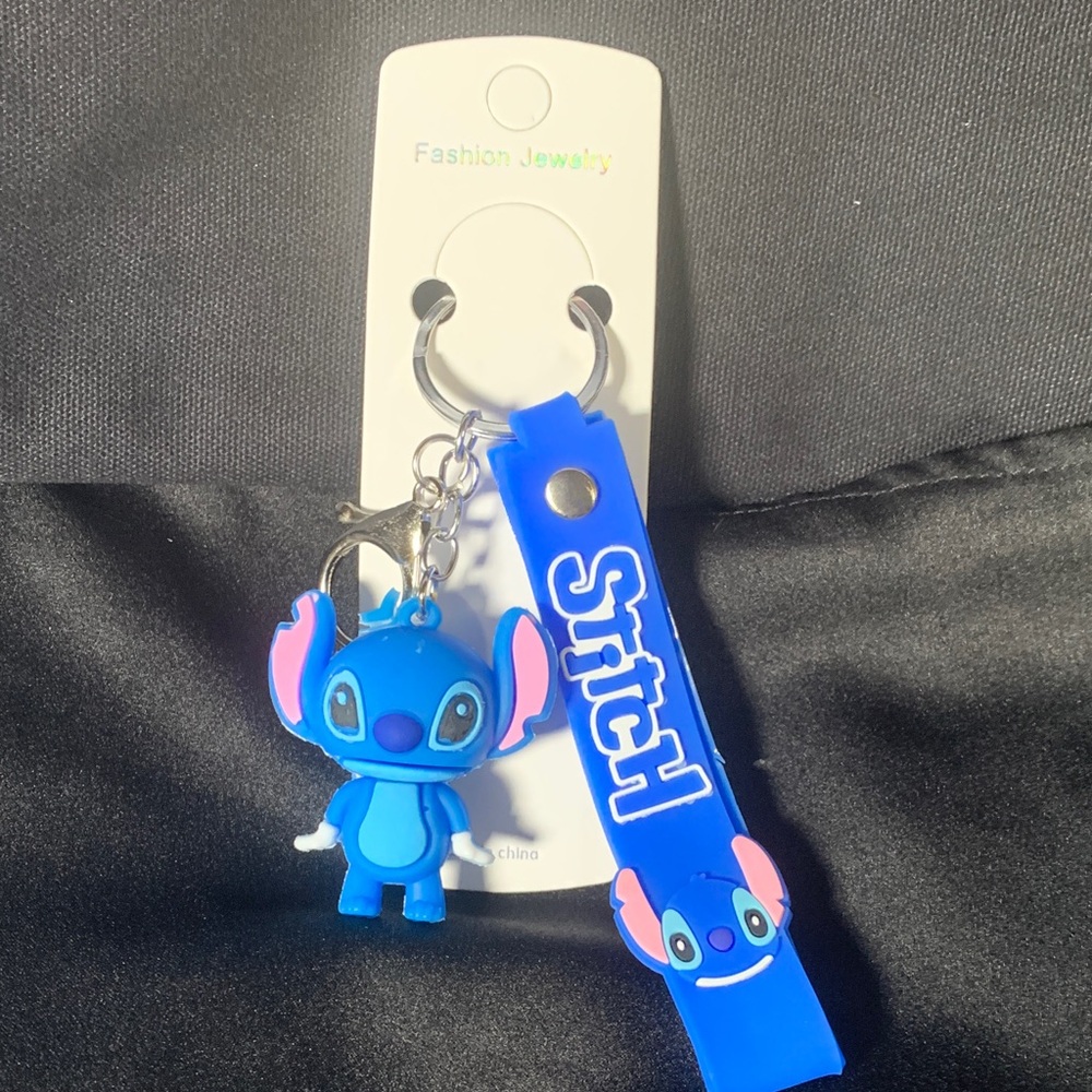 Super cute blue stitch themed keychain